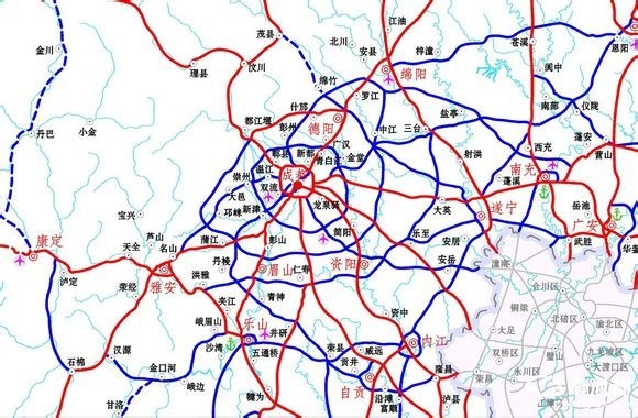 汇集成昆,成贵,川藏方向的铁路,背后是眉山乐山雅安,攀西,藏区几十个