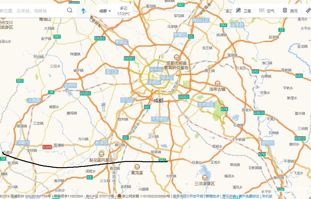 天府新区至邛崃拟新建双向六车道高速