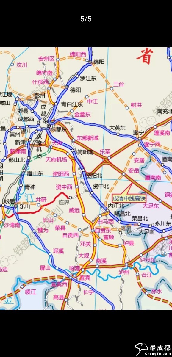 成渝中线高铁沿途站点基本确定