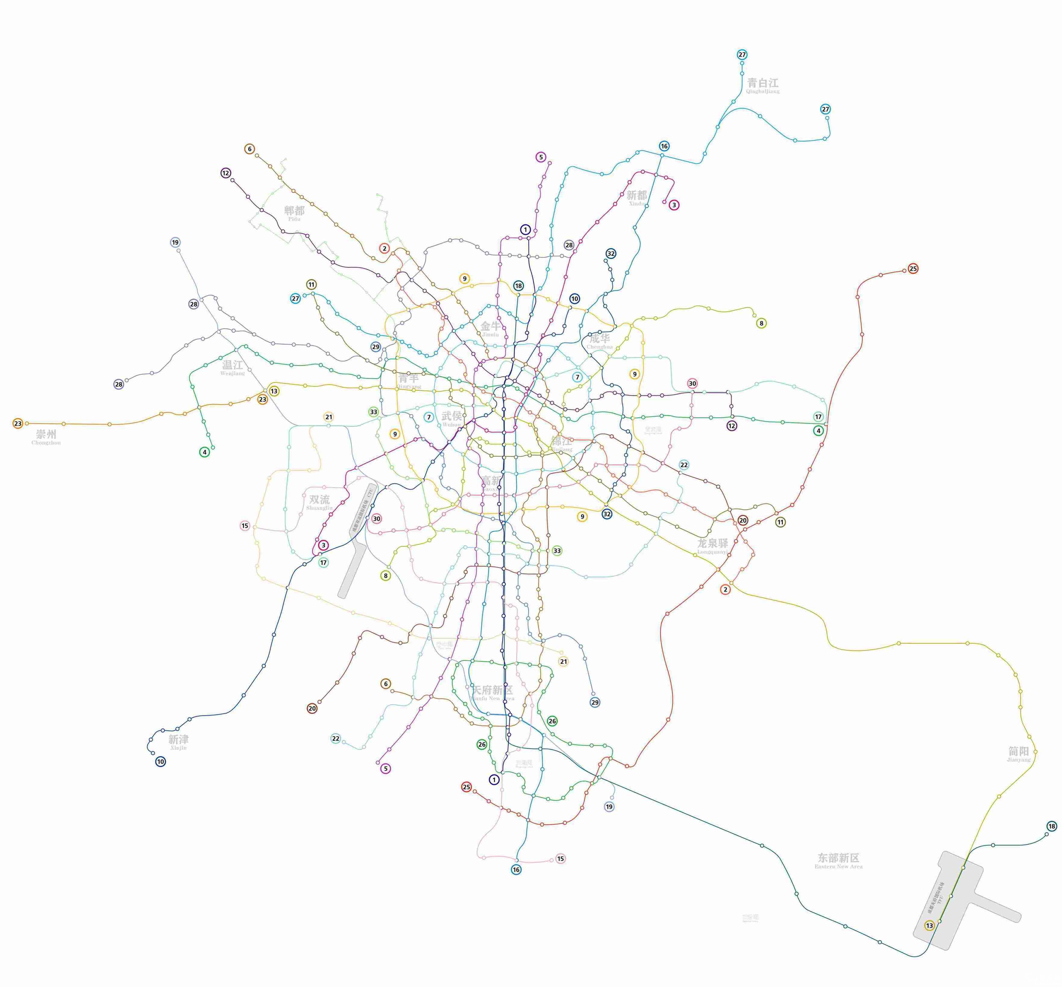 调整后的成都地铁站点图